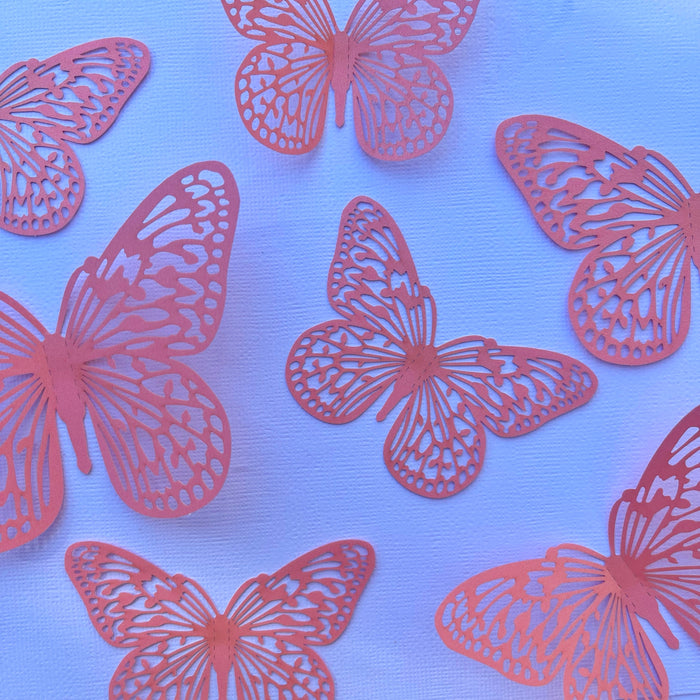 Shimmer Peach Butterflies (Curved)