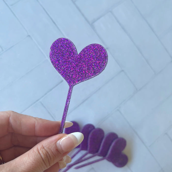 Purple Heart Cupcake Toppers